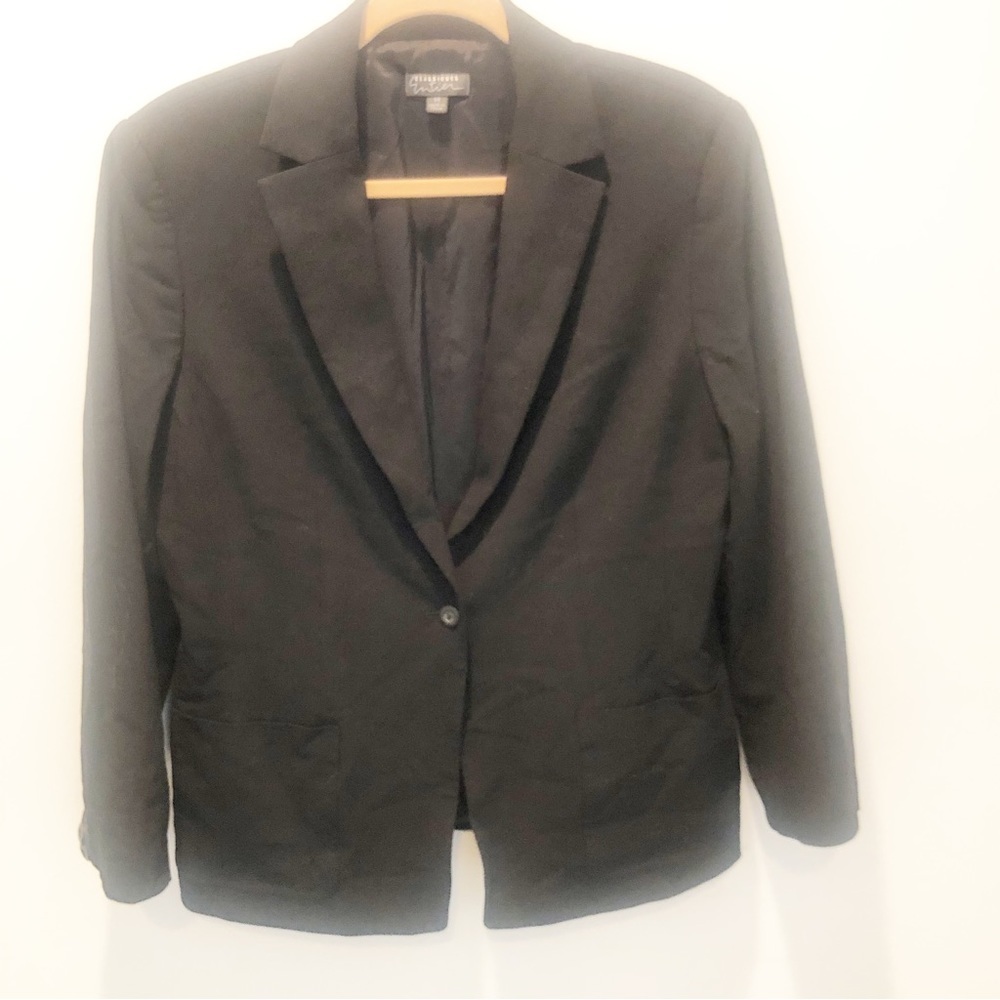 Classiques Entier Black Worsted Wool Blazer Size 14